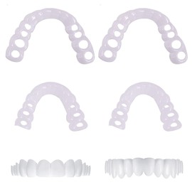 2 Pairs Instant Veneers Dentures, Cosmetic Veneers Teeth Temporary Dentures Fake Teeth Smile Teeth Veneers Top and Bottom Snap On Dentures Clip in Veneers Teeth for Men Women with Bad Teeth
