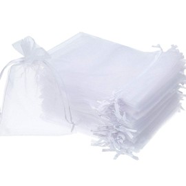Time to Sparkle 25 Pieces Pouches Organza Gift Bags Oragnza Wedding Favour Bags Jewellery Packing (White, 7x9cm)