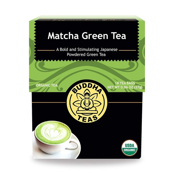 Buddha Teas Organic Matcha Green Tea | 18 Bleach-Free Tea Bags | Higher Chlorophyll and EGCG Content Than All Other Green Teas | Caffeinated | Antioxidants | Made in the USA | No GMOs