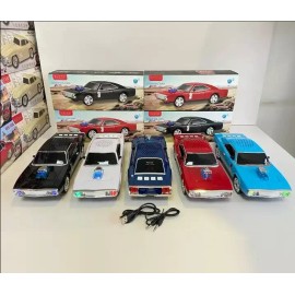 Hooked Electronics Dodge Blue Challenger 1968 Bluetooth Portable Speaker w/ LED Light USB FM Radio