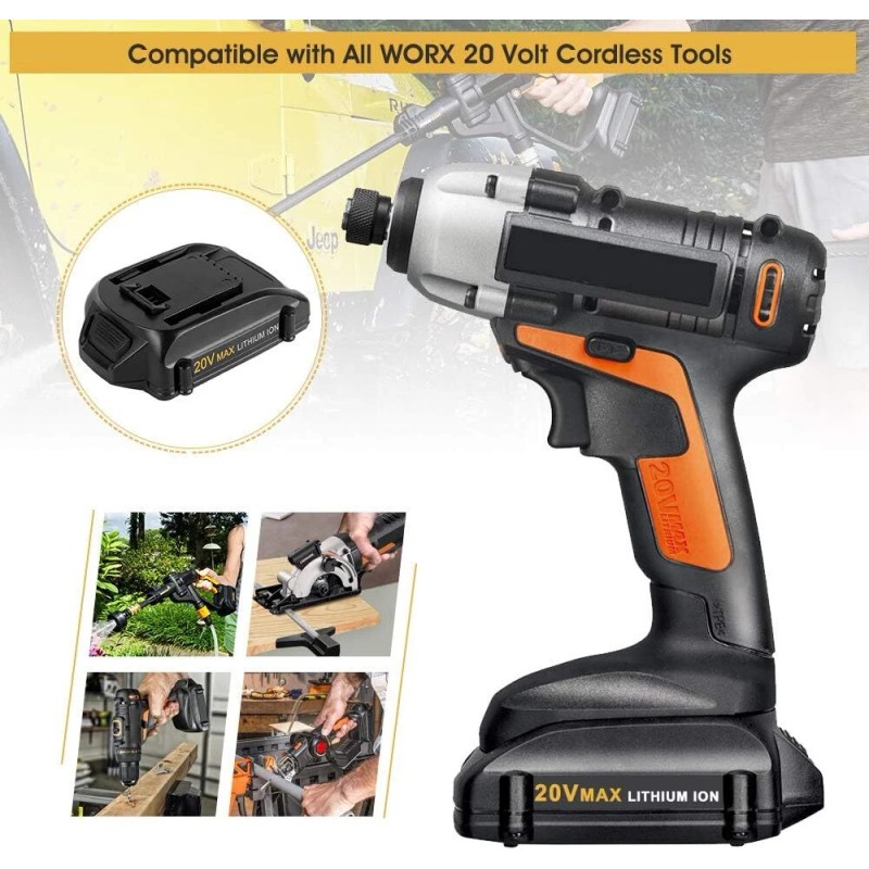 For WORX 2pack For WORX 20V MAX Extend Lithium Battery