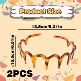 Pack of 2 Women's Headbands, Zigzag Headband Clips, Brown Children's Clips, Headbands, Wavy Zig Accessories, Hair Band for Curls, Hair Band, Glasses Wearers, Clip Accessories