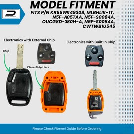 2 Pack USA-Made Honda Key Fob Shell | Crack-Resistant & Durable | Seamless Fit | Enhanced Longevity & Functionality | Integrated Bottle Opener | Easy DIY Installation (Black, 3 Button)
