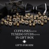 18K Gold Tone Initial Cufflinks for Men With Tuxedo Studs