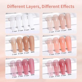 ZUDOKIA Sheer Gel Nail Polish Set, 6 Colors Milky White Nude Pink Brown Translucent Nail Polish Manicure Kit for All Season and DIY Nail Art Design at Home