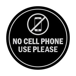 Signs ByLITA Circle No Cell Phone Use Please Sign (Black/Silver) - Medium