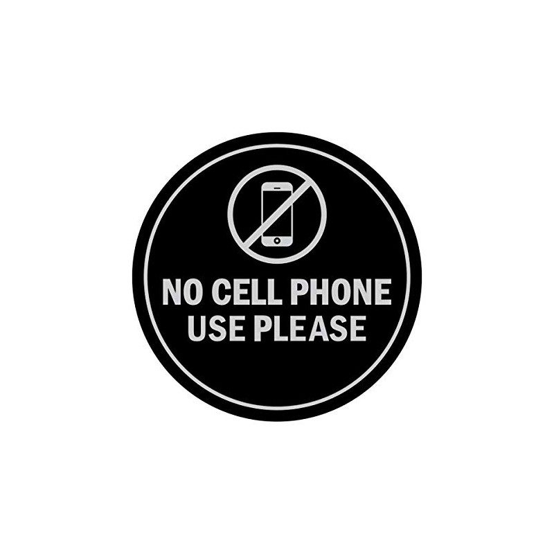 Signs ByLITA Circle No Cell Phone Use Please Sign (Black/Silver)