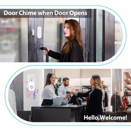 KCMYTONER Door Chimes When Door Opens, Door Bell Chime, Alarm for Doors When Opening, 600ft Long Range, 48 Ringtones, 5 Adjustable Volume Night Light Function, 1 Sensor + 2 Receivers