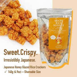 Mochi Rice Nuggets – Japanese Honey Glazed Crackers, Sweet & Crispy Snack, 140g (4.9oz) NON-GMO Additive-free japanese snacks Crispy rice snacks, Japanese food