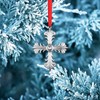 Hicarer 1 Set Metallic Cross Tree Ornaments with Christmas Gift