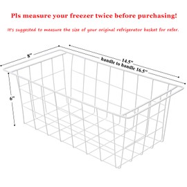Orgneas Chest Freezer Baskets, 16.5" Freezer Organizer Bins Deep Freezer Storage Bins Metal Wire Baskets with Hanging Handles 4Pcs