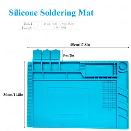 WWZMDiB Heat Resistant 932°F Silicone Magnetic Soldering Work Mat（S-160【17.8 x 11.8” / 45 x 30cm】）