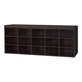 DINZI LVJ Shoe Bench, Entryway Storage Bench with Drawer and 14 Cubbies, Long Cubby Shoe Rack with Adjustable Shelves, Shoe Organizer for Living Room, Bedroom, Mudroom, Garage, Espresso