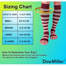 Doc Miller Open Toe Compression Socks for Women and Men 15-20mmHg, Shin Splints, Varicose Veins and Calf Injury Recovery, 1 Pair Chocolate and Salmon Color Large Toeless Compression Socks Women