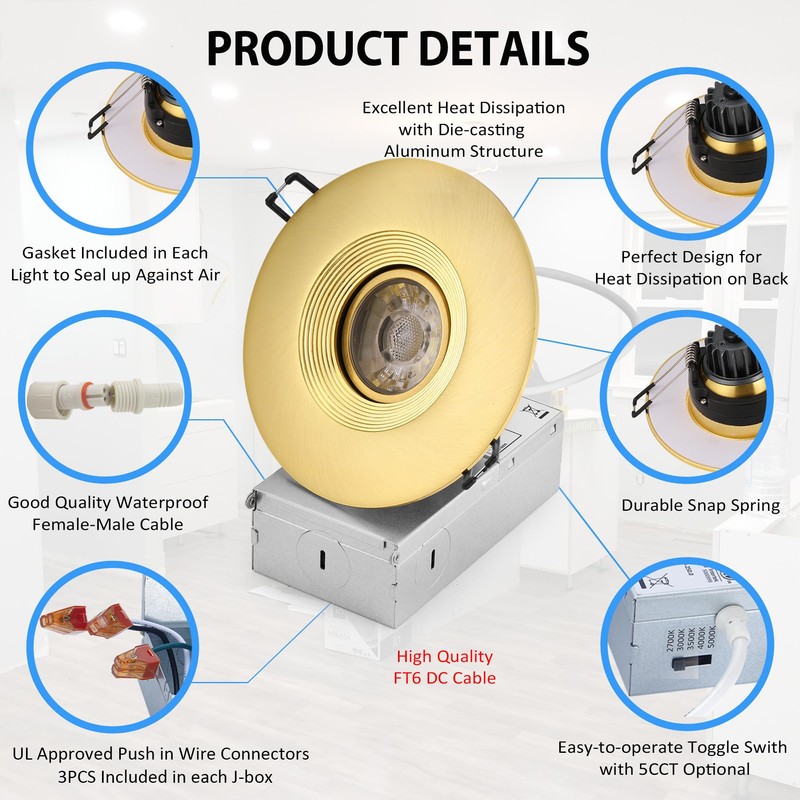 POPANU Premium 4-inch LED Recessed Lights - 5 CCT 4