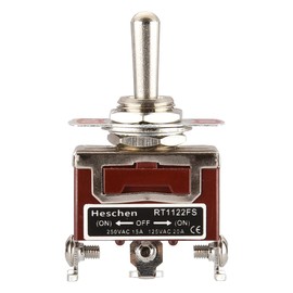 Heschen Metal Rocker Switch DPDT 3 Position On/Off/(On) 15A 250V AC CE Marked
