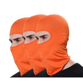 Pack of 3 Winter Outdoor Sport Orange Ski Mask Hunting Fishing Motorcycle Masks Ventilation Sun Balaclava Thin Face Mask