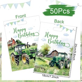 Falueqg Tractor Party Favor Bags - Bulk Tractor Theme Goodie Bags with Handle for Birthday Party Favors, Pinata Bags Candy Boxes Baggies Supplies (50 Pcs)