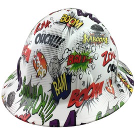 Hydrographic Full Brim Hard Hats with 6 Point Suspension - Comic Book BAM