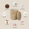 4.55" Travertine Qtip Swab Holder Easy-Lift Lid Bathroom Storage Canister