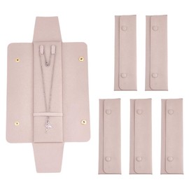 AHANDMAKER 6 Pcs Necklace Travel Case, No Tangle Necklace Pouch, Pink Velvet Travel Jewelry Organizer, 2.5x8.7 Inch Necklaces Containers for Packaging Jewelry Storage Wedding Gifts