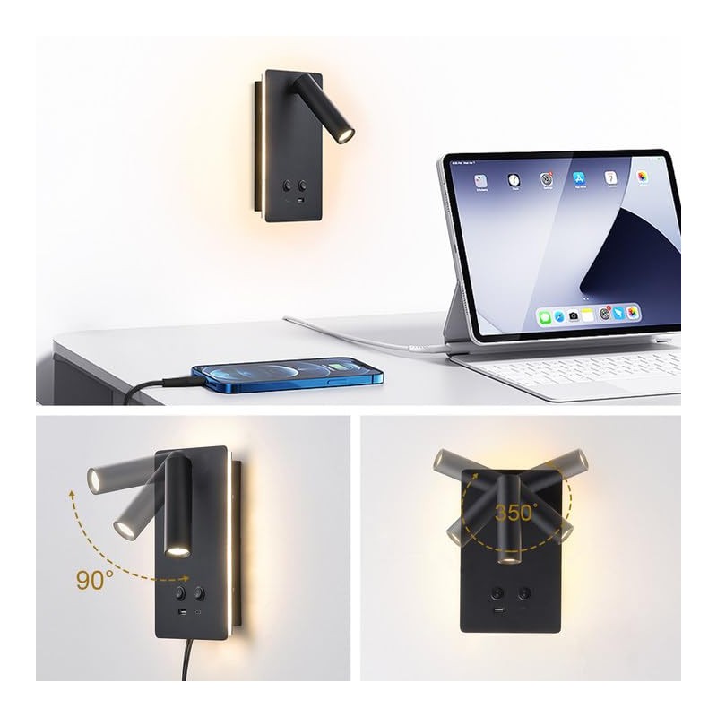 MOLUOLA LED Wall Lamp Wall Mounted Reading Lights Set of