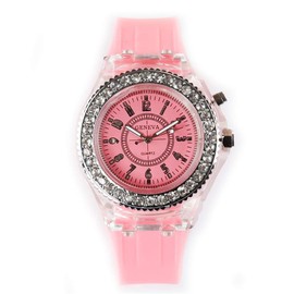 CdyBox Silicone Bling Women Men Watch LED Luminous Colorful Lights Sport Watches Wristwatch (Pink)