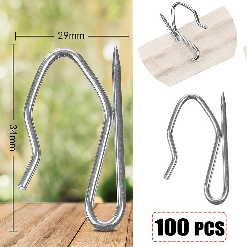 Heavy Duty Zinc Metal Drapery Pin Hooks Pack of 100