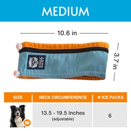 Cooling Collar for Dogs | Ice Dog Cooling Bandana | Includes 16 PCM Ice Gel Packs & Insulated Carry Bag (for Your Extra ice Packs) Perfect Dog Summer Clothes Cooling for Dogs (Medium)