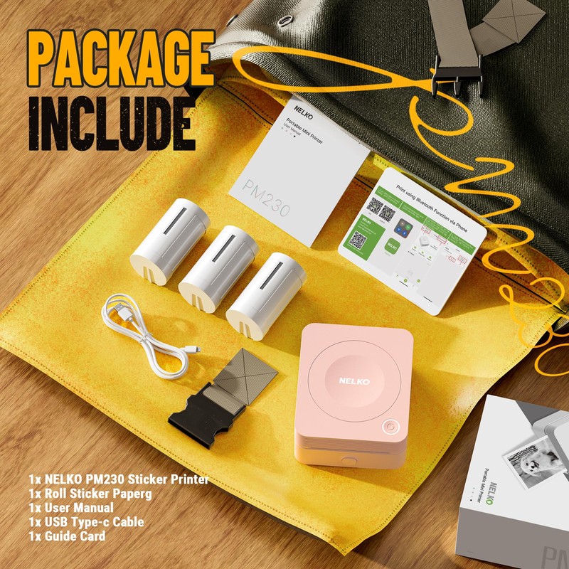 Nelko Sticker Printer, PM230 Print Pod Mini Bluetooth Portabel Sticker
