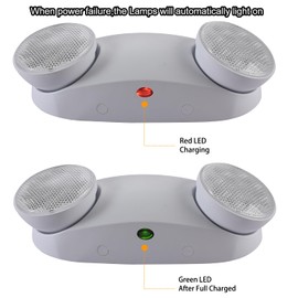 Apmeetlux Emergency Light,200lm 4Hours Battery Backup,Commercial Emergency Exit Lighting for Home Power Failure Outage Office Business Restaurants, Hardwired, UL 924 AC85-277V