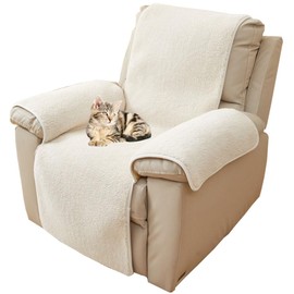 Recliner Chair Cover 1 Seater, Non-Slip Reclining Cover for Recliner Chair, Washable Recliner Slipcover Furniture Protector for Kids, Pet (Beige, 56 * 207cm/22.05 * 81.5in)