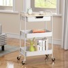 TOOLF 3-Tier Utility Rolling Cart with Wooden Board and Drawer,
