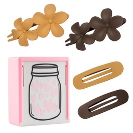 Lay Down Flat Hair Clips for Women - 2 Style Big Matte Flower Alligator Claw Clamps for Thin, Fine & Thick Hair with Exquisite Storage Box (Neutral Color)