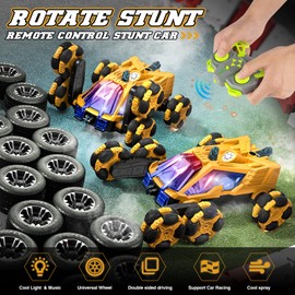 MSMV Gesture Sensing rc Stunt car，Remote Control Toy car, 6-Wheel Drive Remote Control Stunt car, 360° Rotating Stunt car with Light and Music, Suitable for Children Boys and Girls
