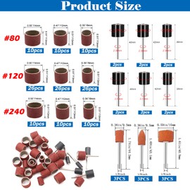 Tnisesm 159Pcs Sanding Drum Set for Dremel Rotary Tools-Includes 138 Aluminum Oxide Drum Sander Sanding Sleeves (80,120,240 Grit),12 Drum Mandrels and 9 Sanding Bits,Sanding Bits Tool Accessories