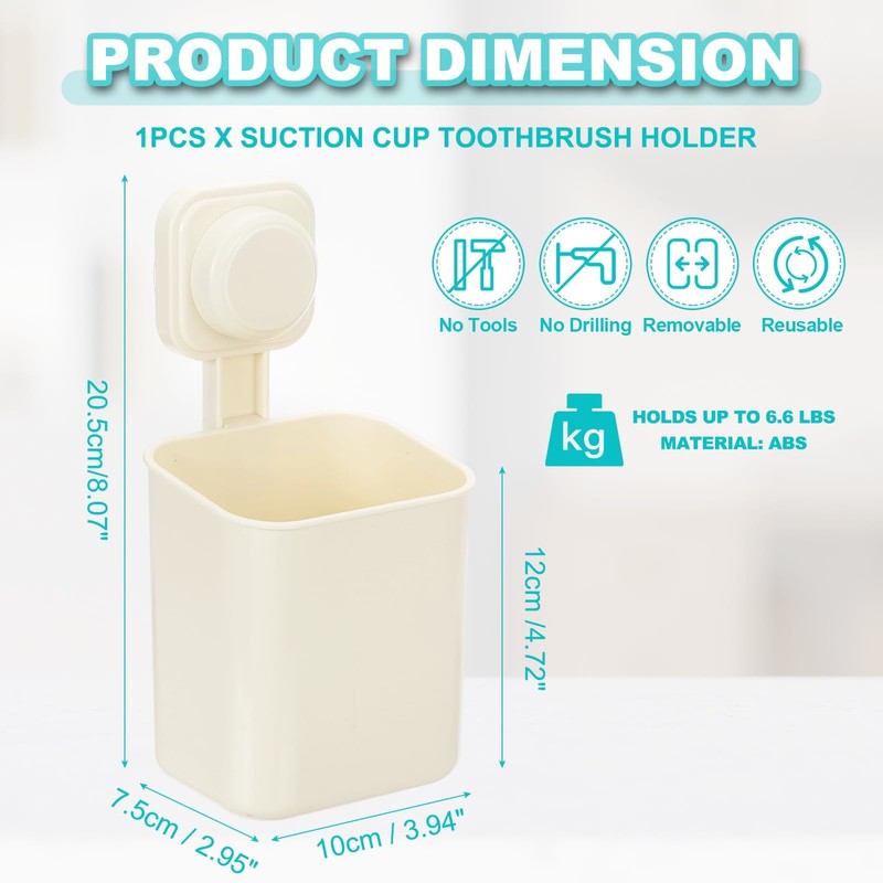 uxcell 1Pcs Suction Toothbrush Holder, 4" x 8" Wall Mounted