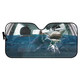 Biyejit Crack Shark Car Window Windshield Sunshade Cover Foldable Auto Sun Shade Blocks UV Rays Sun Visor Protector, Sunshade to Keep Your Vehicle Cool