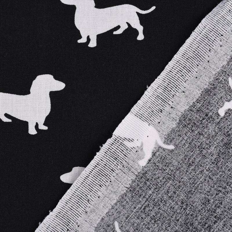 SCHÖNER LEBEN. Cotton Fabric Dog Dachshund Black White 1.6 m