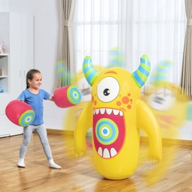 Bestway Monster Knock Out Bop Bag | Kids Boxing Set with Inflatable Gloves, Bounce Back Inflatable Punching Toy 1.20 m