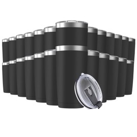Deitybless 25 Pack 20oz Tumbler Vacuum Insulated Travel Mug with Lids, Stainless Steel Double Wall Bulk Cup for Home, Office, Outdoor Suitable for Vehicle Cup Holders Black