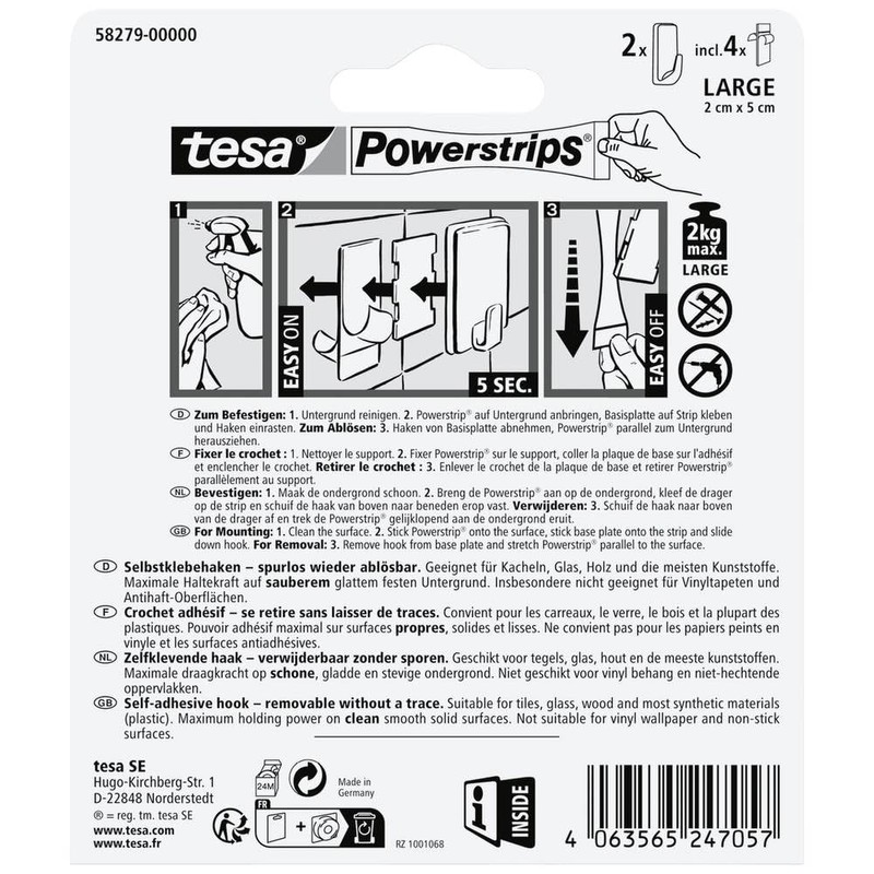 tesa Powerstrip, black, 2