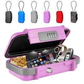 BKNOOU Travel Safe Lock Box,Portable Safe for Travel,Anti-Theft Beach Safe Box Waterproof Small Combination Lock Box with Removable Chain,Security Safe Box for Dorm,Travel,Beach,Hotel,Car,Home,Office