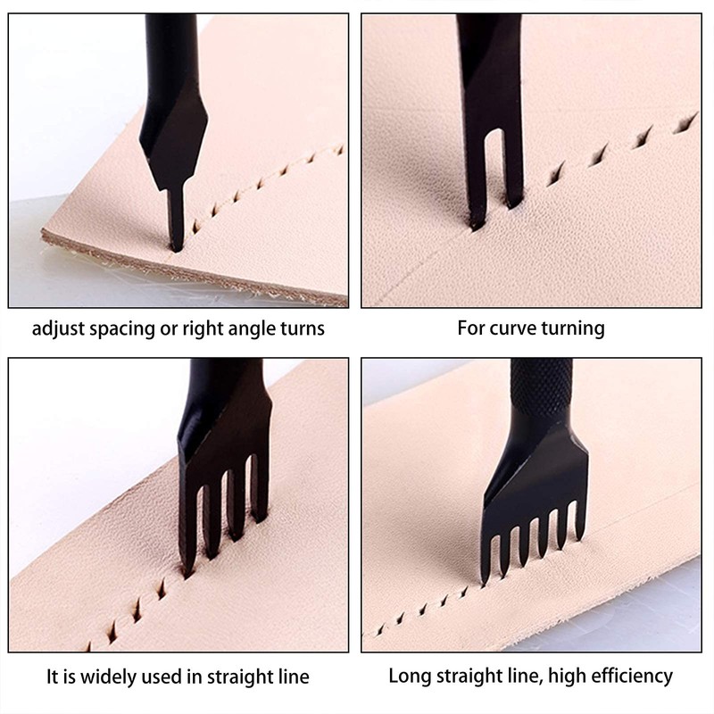 QIMEI-SHOP Leather Craft Hole Punches DIY Tools 1/2/4/6 Prong Steel