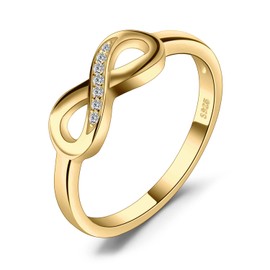 JewelryPalace Infinity Forever Love Knot Cubic Zirconia Promise Ring for Her, 14k Rose Gold Plated 925 Sterling Silver Rings for Women, Stackable Wedding Bands Rings Sets for Girls Size 9