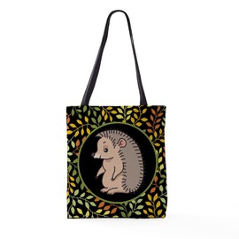 CafePress Hedgehog Forest Leaves Autumn 18"x18" Reusable Grocery Shopping Sling Tote Bag