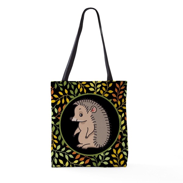 CafePress Hedgehog Forest Leaves Autumn 18"x18" Reusable Grocery Shopping Sling