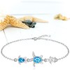 Turtle Anklet Ankle Bracelets for Women Sterling Silver Blue Opal