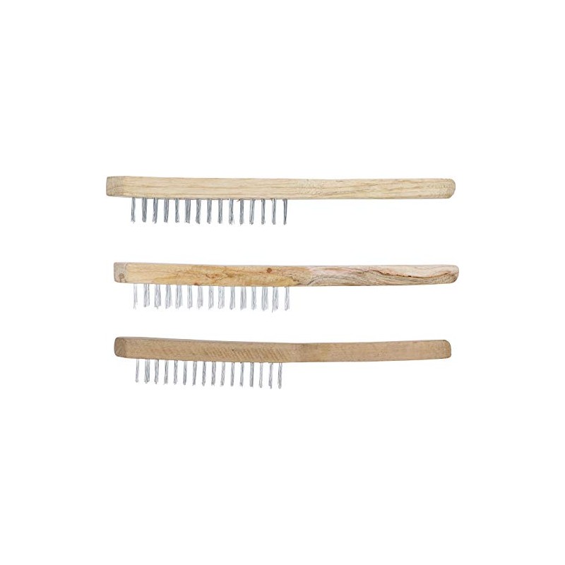 Kraftmann 85815 Wire Brush Set 3-Piece Wooden Handle 2-3-4 Rows