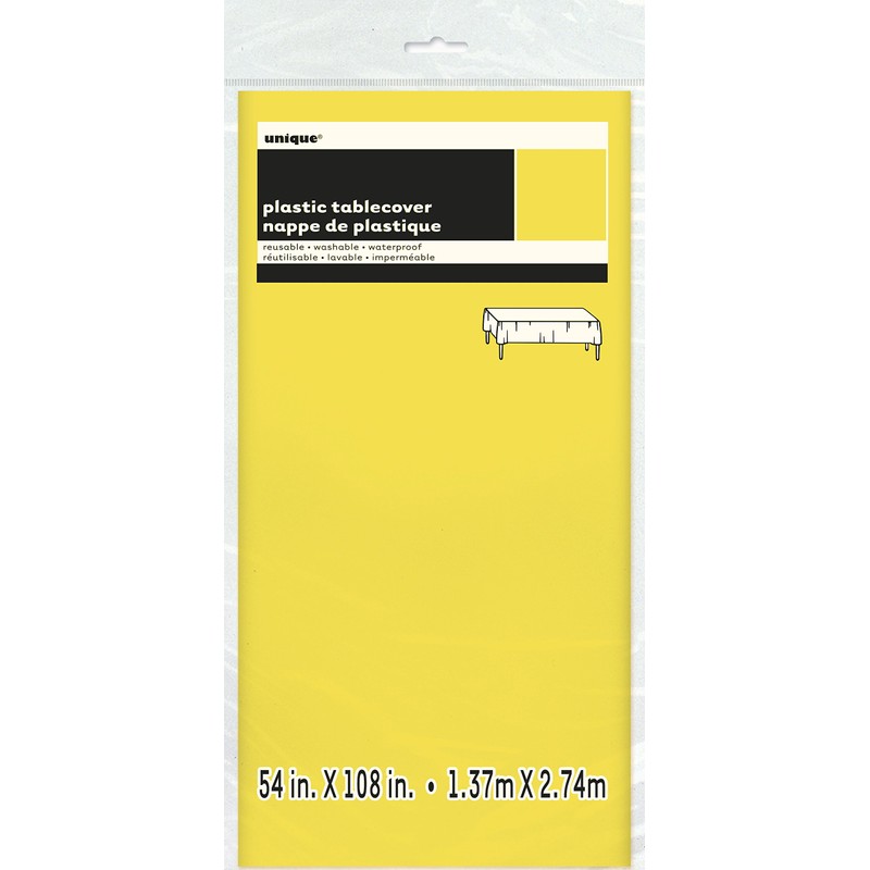 Unique Party 50390 - Soft Yellow Plastic Tablecloth, 9ft x